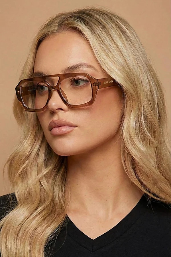 Fifth & Ninth Sutton Aviator Blue Light Glasses in Brown at Urban Outfitters | Urban Outfitters (US and RoW)