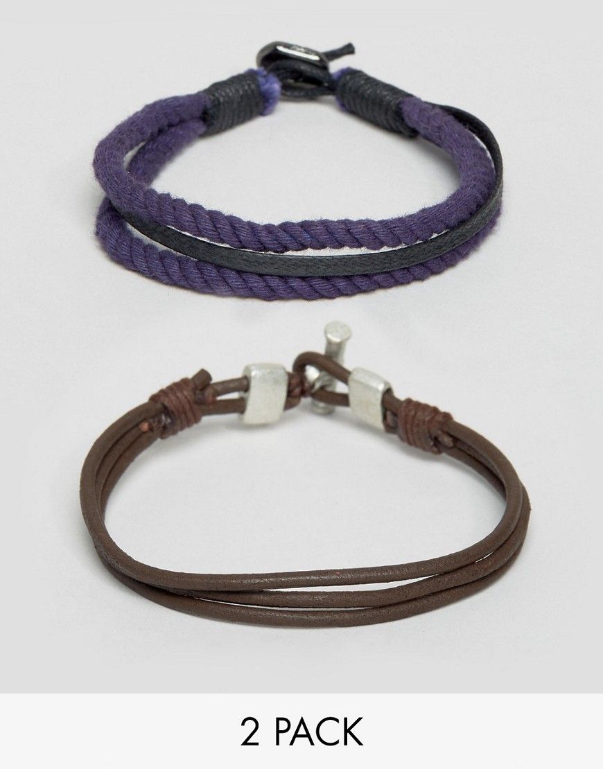 ASOS Rope And Cord Bracelet Pack In Navy | ASOS UK
