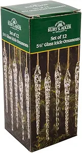 Kurt Adler 5-1/4-Inch Glass Icicle Ornament 12-Piece Box Set (Set of 12) | Amazon (US)