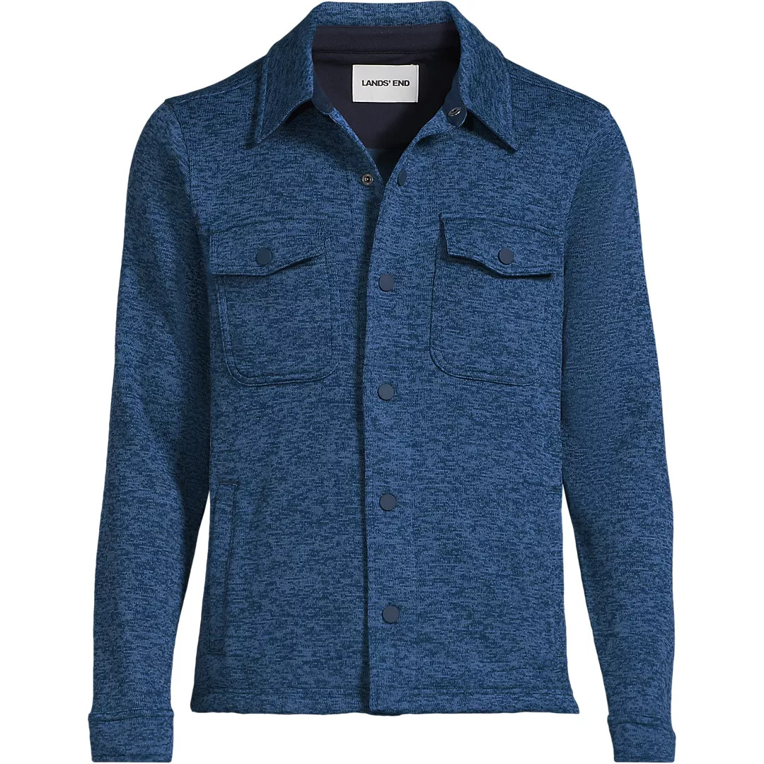 Unisex Sweater Fleece Shirt Jacket | Lands' End (US)
