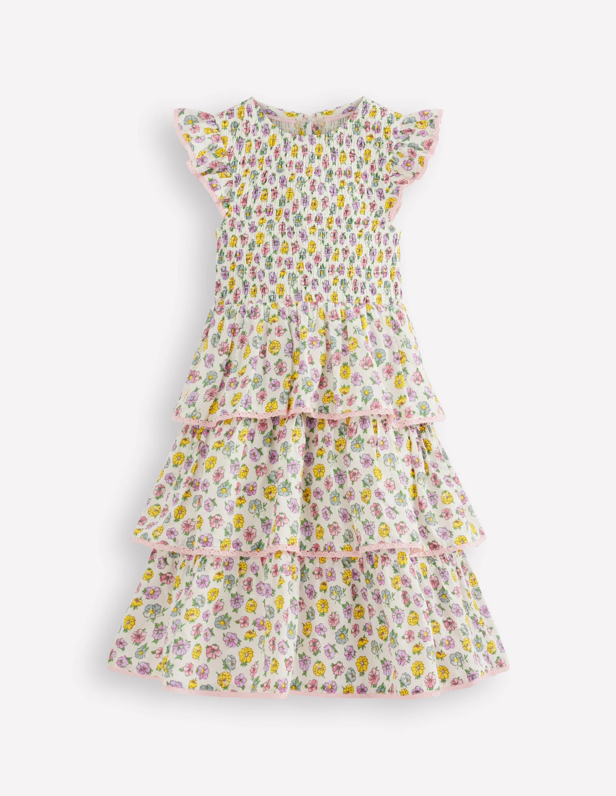 Tiered Lace Woven Dress-Soft Ivory Rosa | Boden (US)