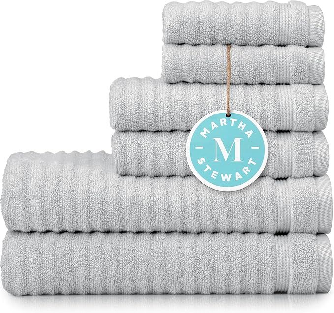 MARTHA STEWART 100% Cotton Bath Towels Set Of 6 Piece, 2 Bath Towels, 2 Hand Towels, 2 Washcloths... | Amazon (US)