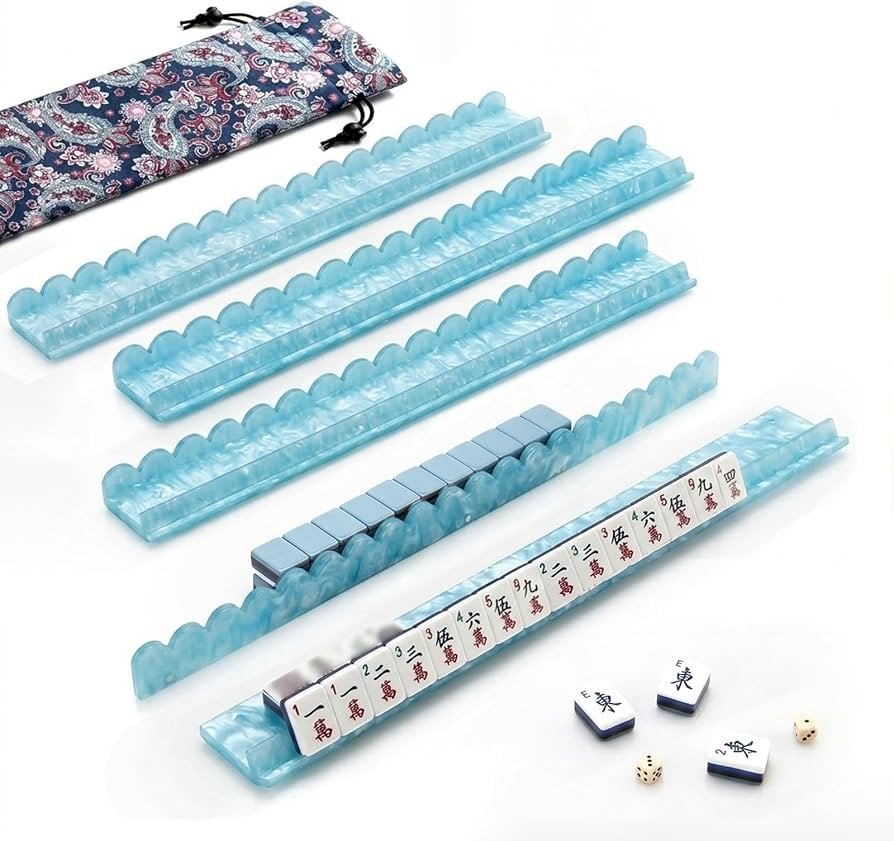 20 Inch Acrylic Mahjong Racks with Pushers Set of 4, Scalloped Mahjong Tile Holders with Detachab... | Amazon (US)