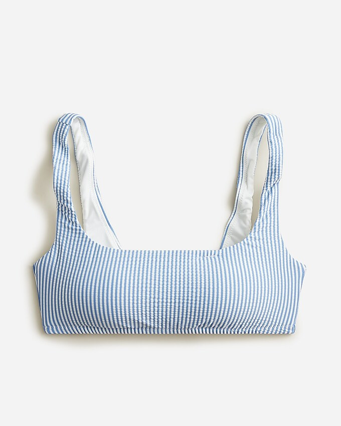 Squareneck bikini top in seersucker | J. Crew US