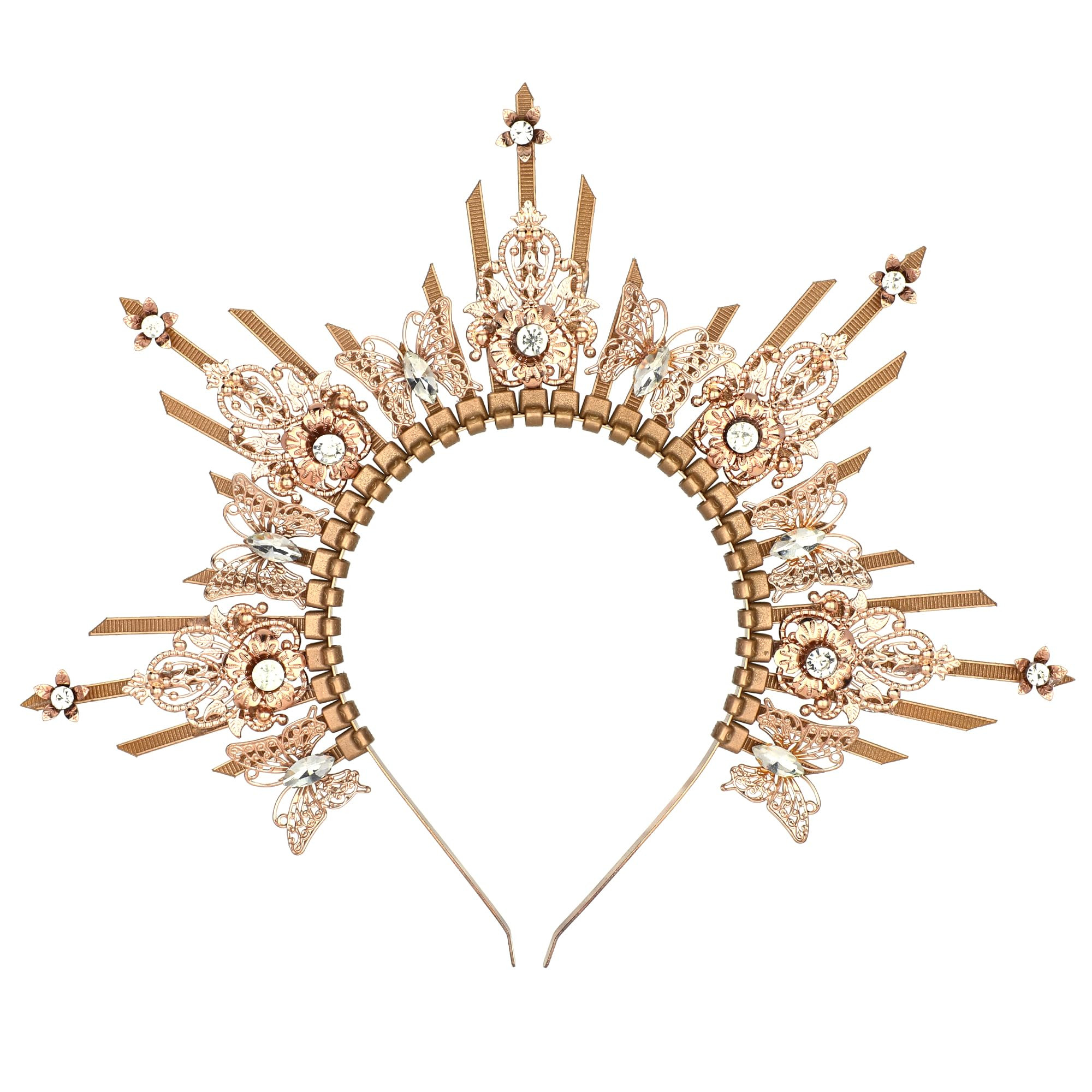 Amazon.com : COSUCOS Sunburst Spiked Halo Crown - Handmade Zip Tie Virgin Mary Goddess Headpiece Butterfly Headband Fantasy Crowns Wedding Cosplay Pageant Festival Costmue Renaissance : Beauty & Personal Care | Amazon (US)