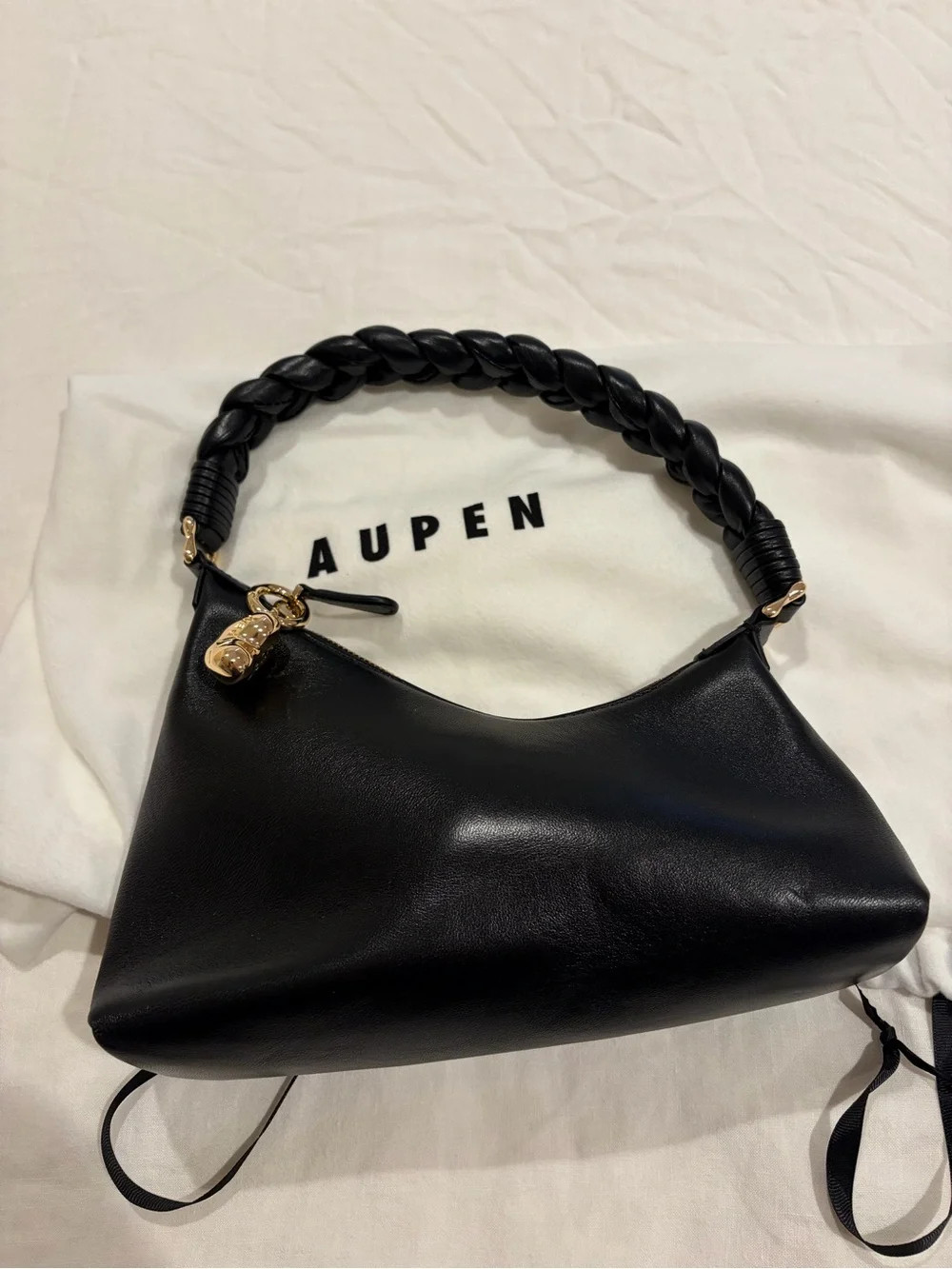 Aupen Black Braided-Handle Shoulder Bag | Poshmark