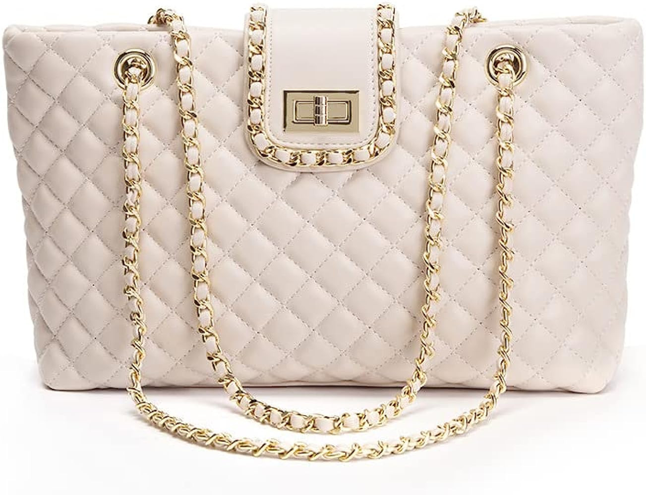 Seagloca 11.8"/13.4" Women Quilted Double Strap Large Tote Bag Shoulder Bag Hobo Tote Handbag（2... | Amazon (US)