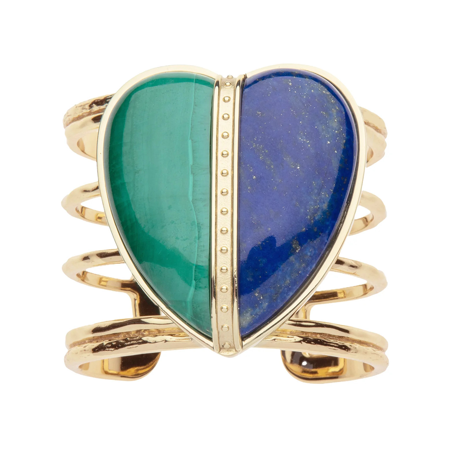 LOVE Split Carry Your Heart Cuff in Lapis and Malachite SALE | Jane Win
