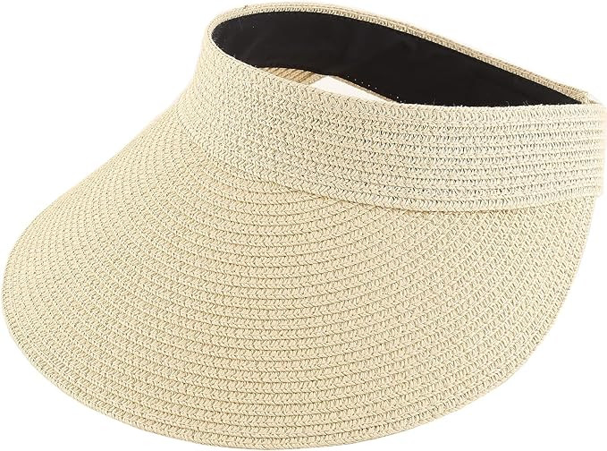 AHAHA Sun Visor Hats for Women UPF 50+ Straw Foldable Women Visor Roll Up Visors Hat | Amazon (US)