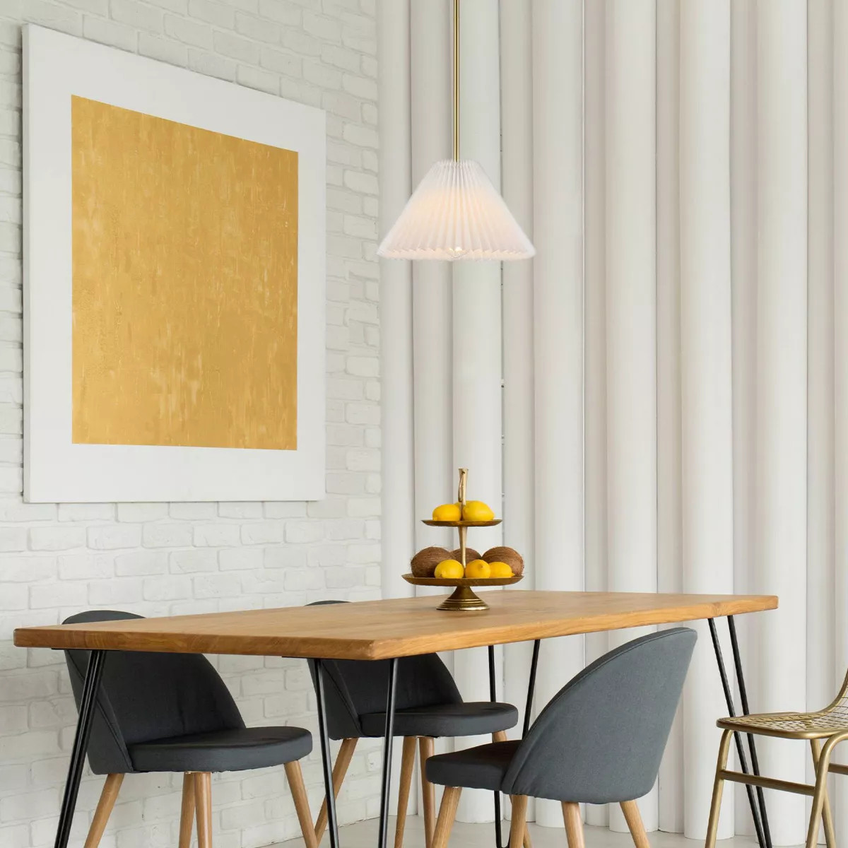 Globe Electric Matte Brass Pendant Lighting with Off-White Pleated Fabric Shade by Novogratz x Gl... | Target