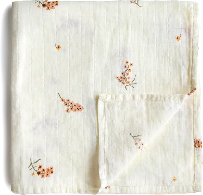 mushie Muslin Baby Swaddle Blanket | 100% Organic Cotton (Flowers) | Amazon (US)