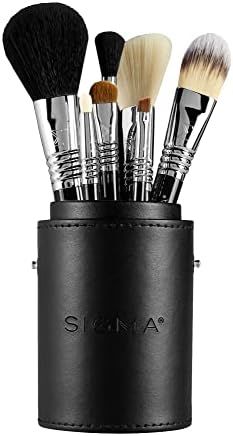Sigma Beauty Black Essential Travel Size Brush Set, Includes 7 Brushes and Brush Cup | Amazon (US)