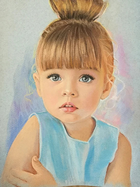 Portrait painting from photo Children portrait Baby portrait Family portrait Christmas gift Custo... | Etsy (US)