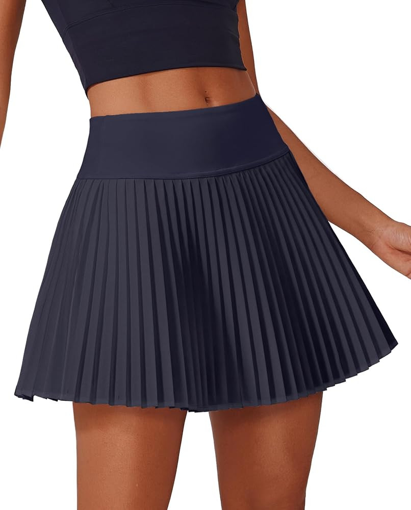 PINSPARK Pleated Tennis Skirt for Women High Waisted Athletic Skirts with Shorts Pockets Golf Wor... | Amazon (US)