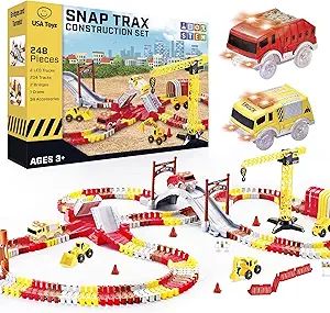 USA Toyz Snap Trax Construction Set Race Tracks and LED Toy Cars - 248 Pk STEM Building Toys Car ... | Amazon (US)