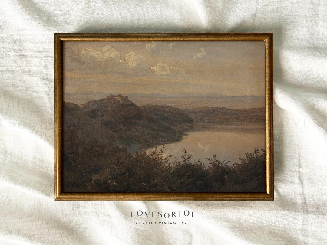 Lake View Italy Vintage Landscape Art Moody Landscape - Etsy | Etsy (US)