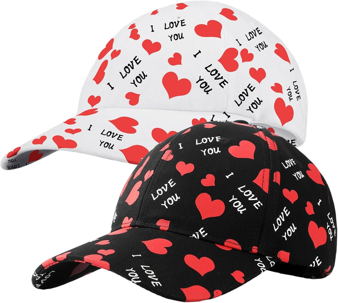 Cutecrop 2 Pcs Valentine's Day Baseball Cap Unisex Heart Print Baseball Cap Love Gift Baseball Ca... | Amazon (US)