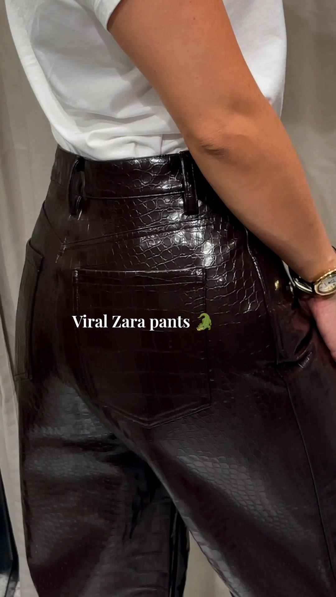 These are soooo cool! Run big. I have on a size S they didn’t have an XS in-store 😩. Who doesn’t need a pair of faux croc pants in their closet!? 

#LTKStyleTip #LTKFindsUnder100 #LTKWorkwear