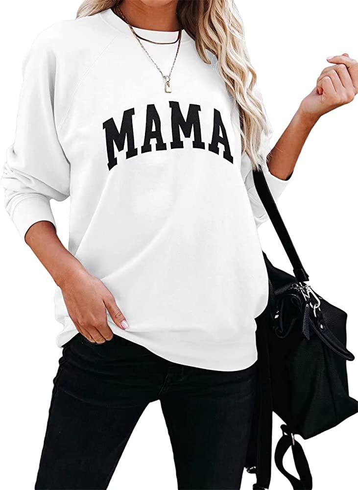 Dressmine Womens Crewneck Mama Sweatshirt Raglan Long Sleeve Graphic Shirts Casual Print Pullover... | Amazon (US)