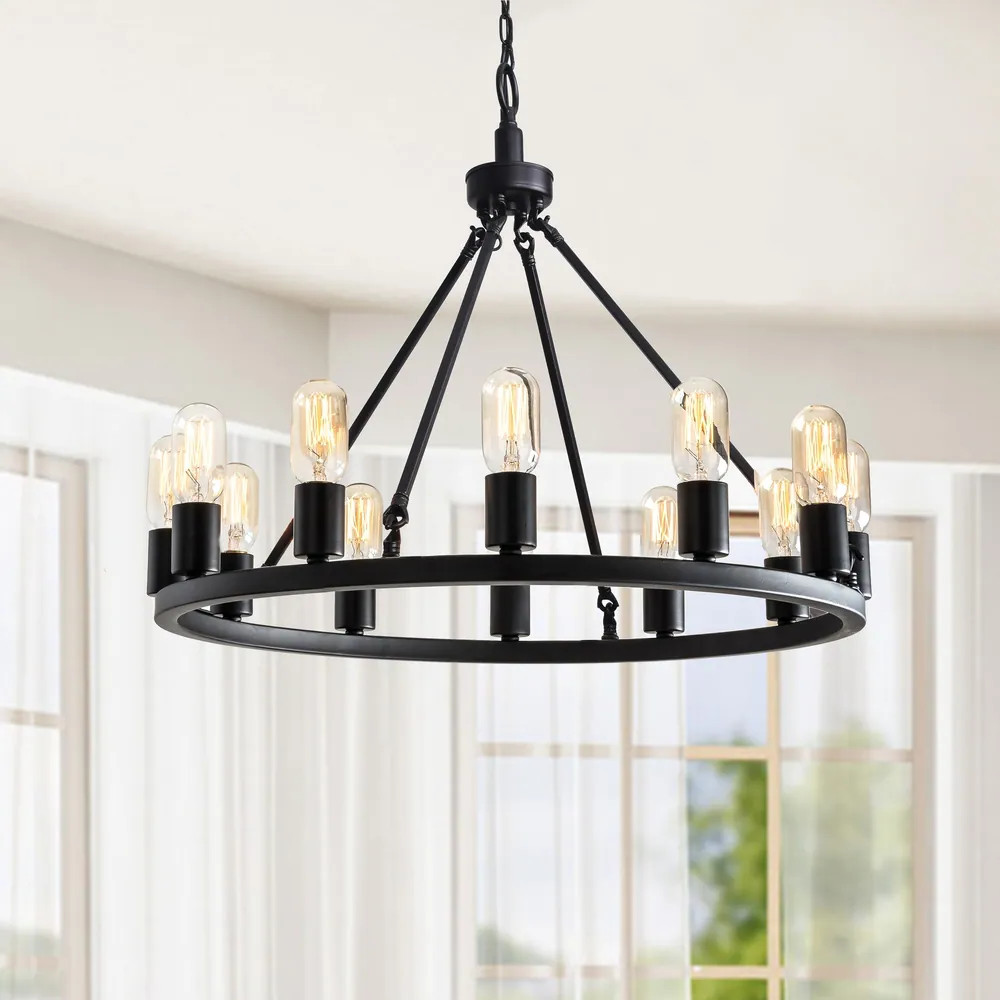 Viviana Black 12-light Metal Round Chandelier | Bed Bath & Beyond