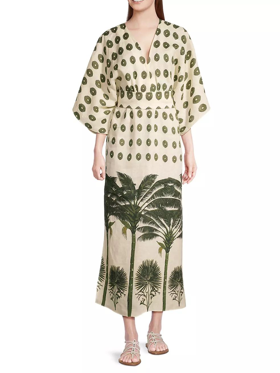 Juan de Dios Topacio Palm-Print Maxi Dress | Saks Fifth Avenue