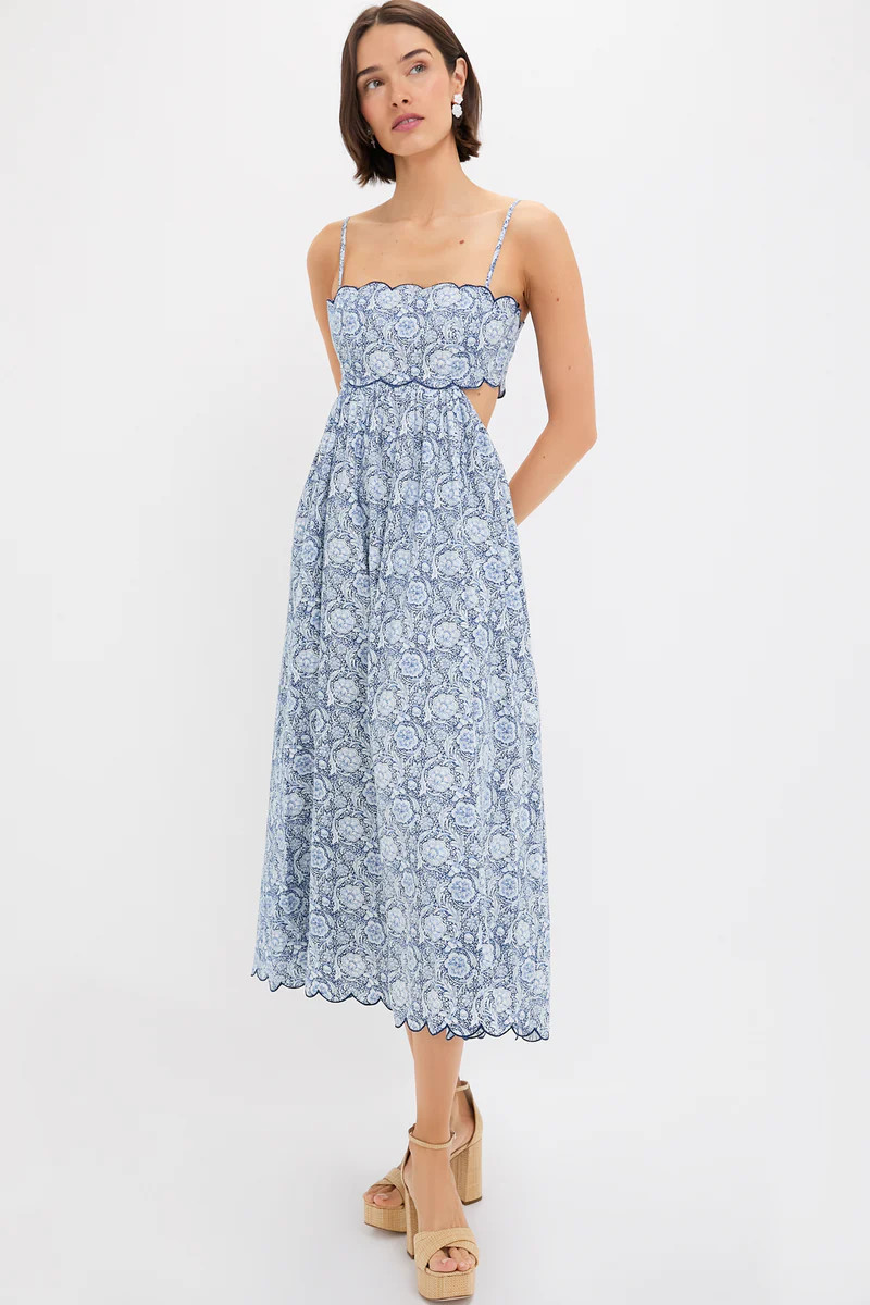 Blue Medallion Floral Estelle Scalloped Dress | Tuckernuck (US)