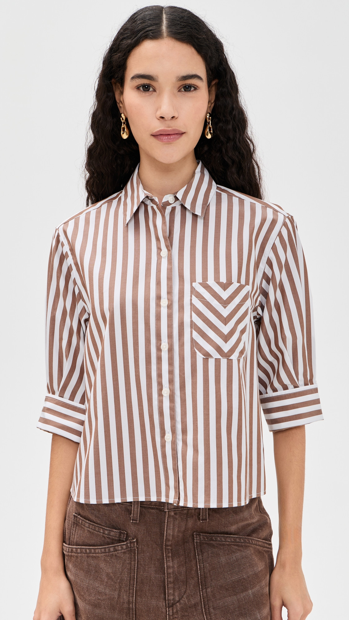 rag & bone Lucia Stripe Poplin Shirt Brwst XS | Shopbop