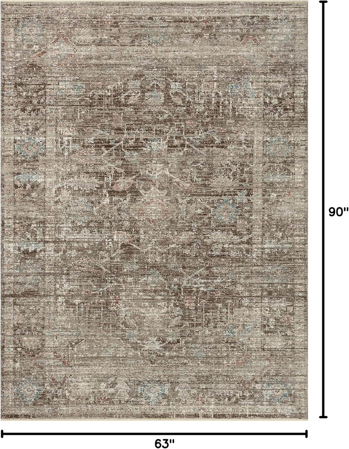 Loloi Magnolia Home by Joanna Gaines Millie Collection MIE-03 Charcoal/Dove 5'-3" x 7'-6", .25" P... | Amazon (US)