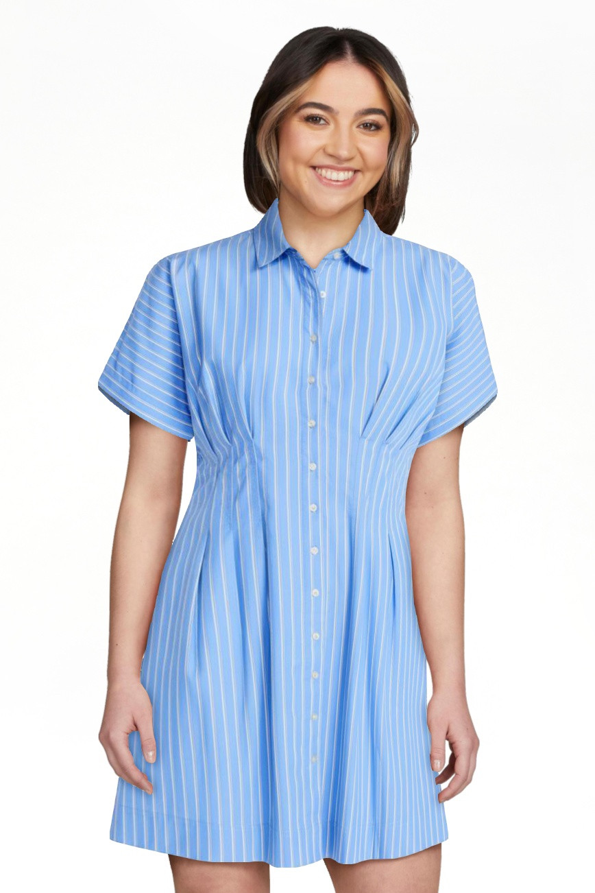 Free Assembly Women's Cotton Corset Mini Shirtdress with Short Sleeves, Sizes XS-XXL | Walmart (US)