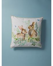 Made In India 20x20 Eucalyptus And Bunnies Printed Pillow | HomeGoods