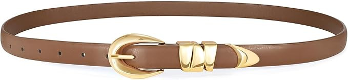 XZQTIVE Women's Skinny Leather Belts Ladies Thin Waist Belts for Jeans Dress Pants Trendy Black B... | Amazon (US)