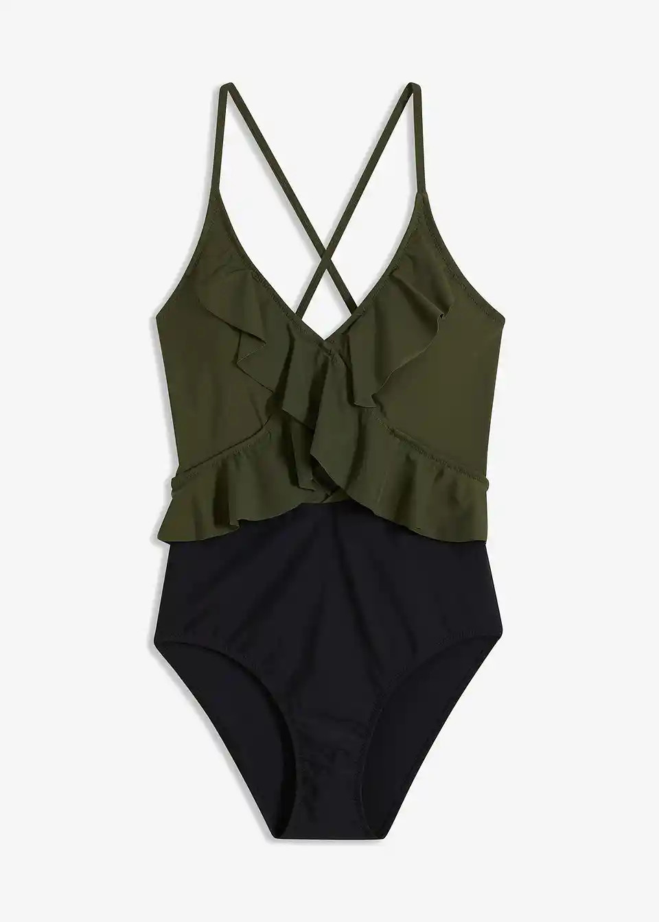 Badeanzug mit Cut-Out und Volants | Bonprix DE