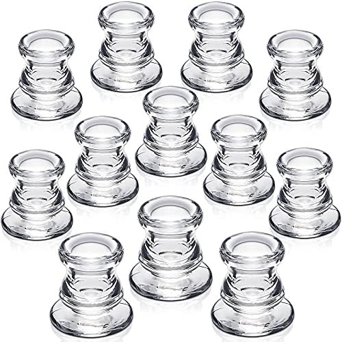 NITIME Candlestick Holders Bulk - 12PCS Taper Candle Holders for Table Centerpiece - Thick Glass ... | Amazon (US)