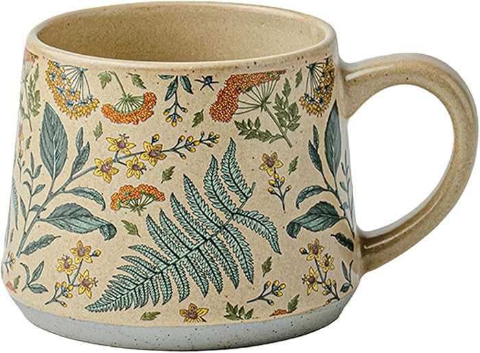 Large Ceramic Coffee Latte Mug, Cute Cup for Women, Ideal for Green Tea or Coffee,Hand Painted Fl... | Amazon (US)