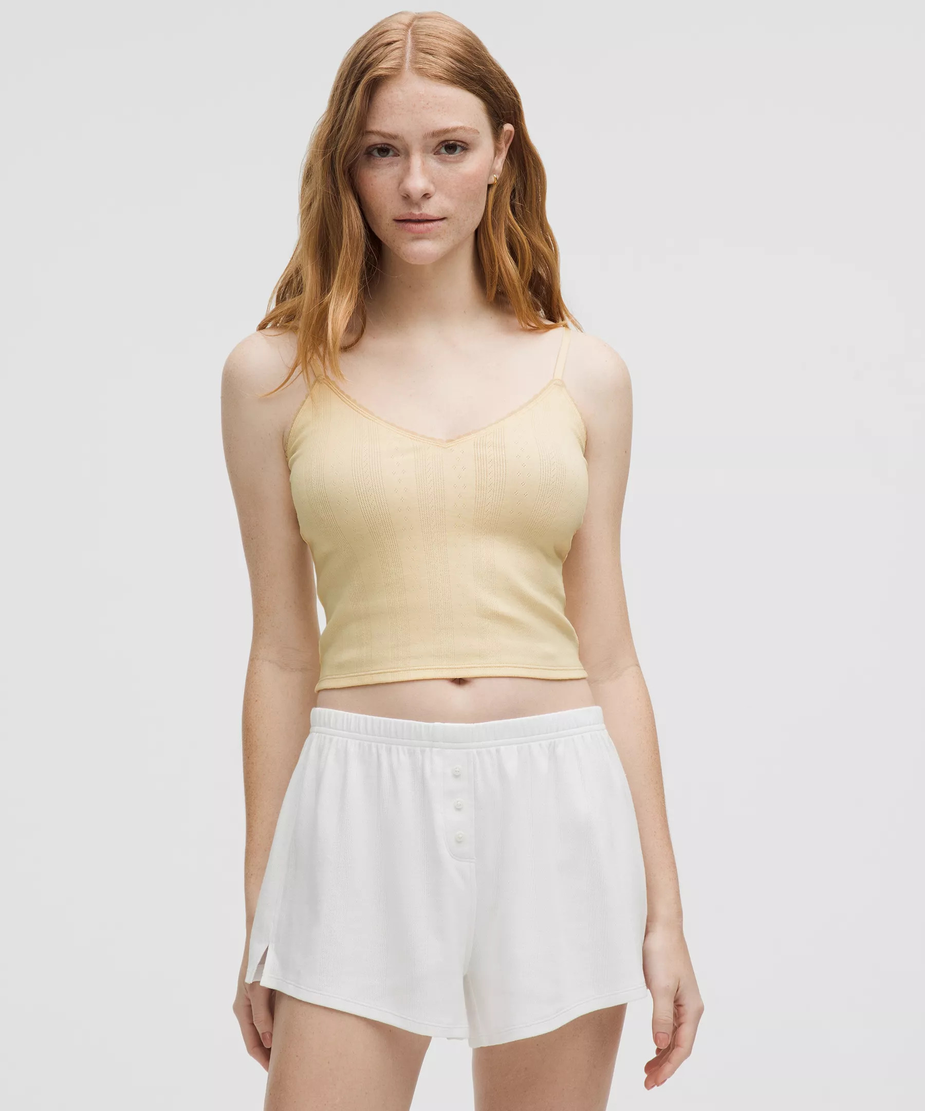 Cotton Pointelle Cropped Cami Tank Top | Women's Sleeveless & Tank Tops | lululemon | Lululemon (US)