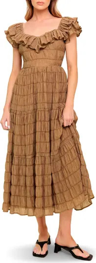 FLYING TOMATO Ruffle Shoulder Midi Dress | Nordstromrack | Nordstrom Rack