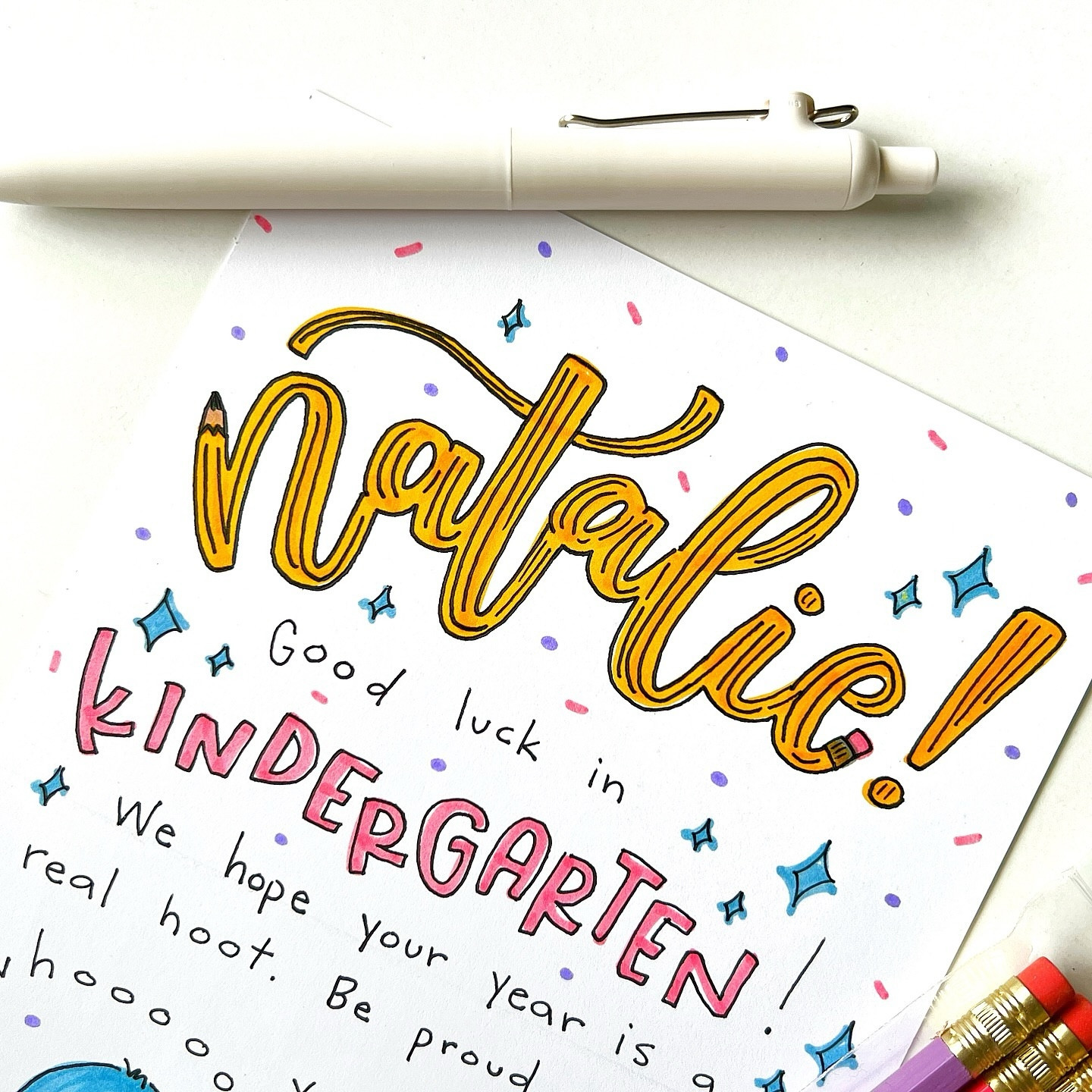 Pencil lettering in action ✏️

I’m trying to get better at personal mail, so I put my new pencil lettering (see a few posts back) to use to send back-to-school encouragement. It ended up super cute, and I heard this new kindergarten loved it and her new personalized pencils from @laurelprowstudio.

If you try out this script pencil lettering, tag me! I’d love to see it. 

🖊️: @uniballco ZENTO Gel Pen (🔗 in bio)
✏️: @laurelprowstudio
.
.
.
#uni #uniball #uniusa #yesuni #yesuniball #startyourstory #pencil #pencildrawing #pencils #pencilart #pencilportrait #pencildrawings #pencilartwork #snailmail #snailmailideas #kindergarten #kindergartenart #backtoschool #backtoschool2024 #backtoschoolsupplies #handlettering #handlettered #handletter #snailmailideas #snailmailart