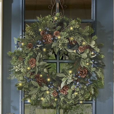 Blue Cedar Cordless Wreath | Grandin Road | Grandin Road