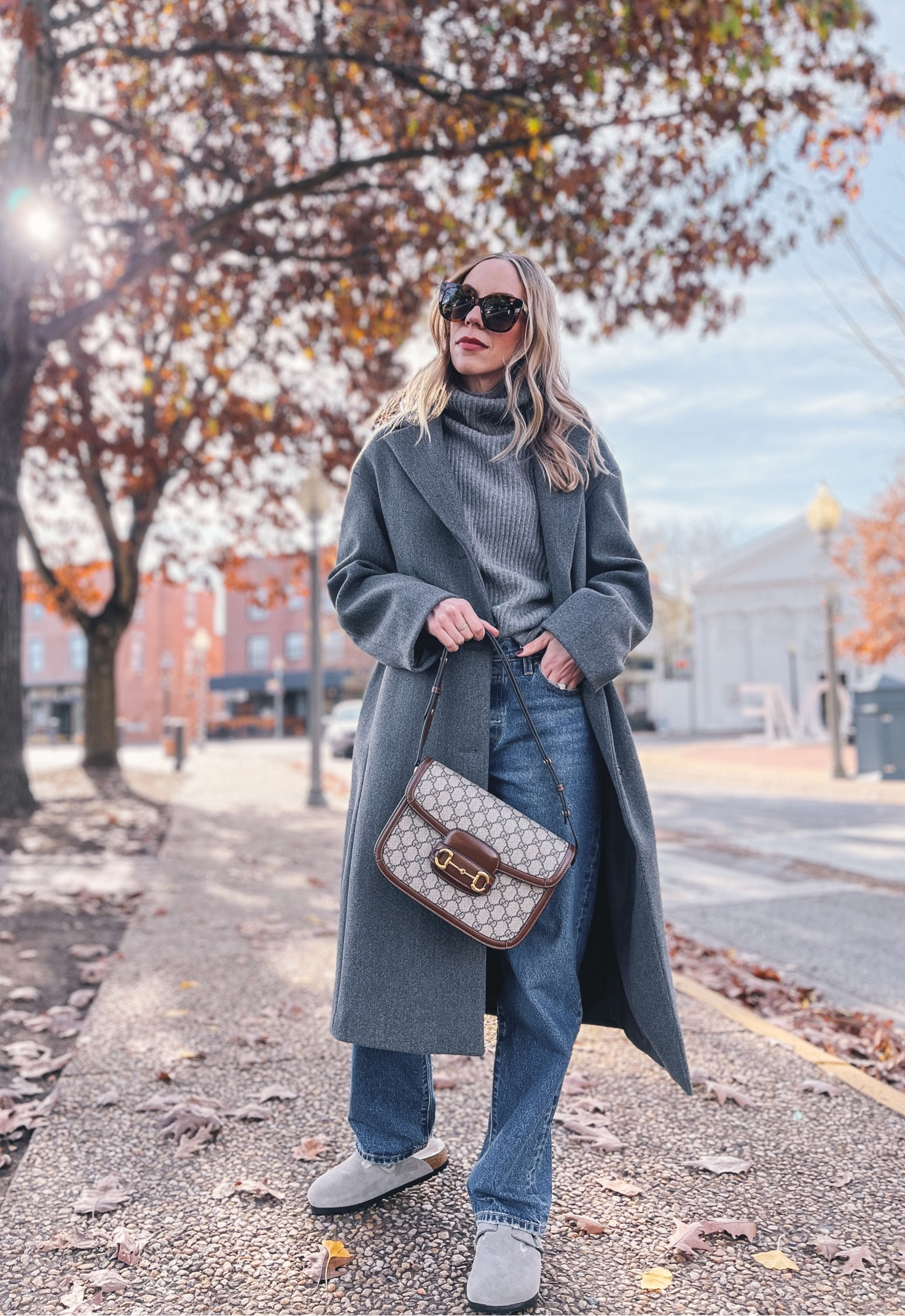 Gray coat, cashmere sweater, Levi’s 501 90’s jeans, Birkenstock Boston clogs, Gucci bag 

#LTKshoecrush #LTKunder100 #LTKitbag