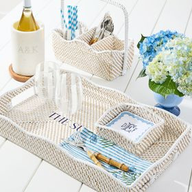 Chatham Woven Rattan Cocktail Napkin Holder | Mark and Graham