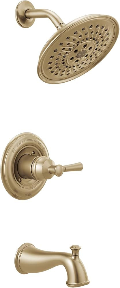 Delta Faucet Mylan Single-Function Gold Shower Faucet, Tub and Shower Trim Kit with 3-Spray H2Oki... | Amazon (US)