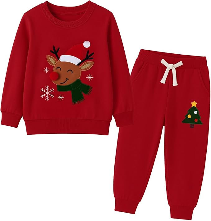 HILEELANG Toddler Boys Winter Clothes Set, 2-Piece Sweatshirt & Pants Long Sleeve Cotton Outfit f... | Amazon (US)