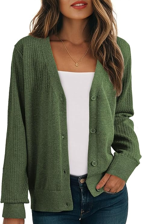 Dokotoo Womens Cardigan Wool Blend Long Sleeve Button Down Sweaters for Women Casual Hollow Out K... | Amazon (US)