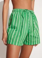 Sereno Shorts Maya Stripe Print Green - maya stripe print - green | THE YES