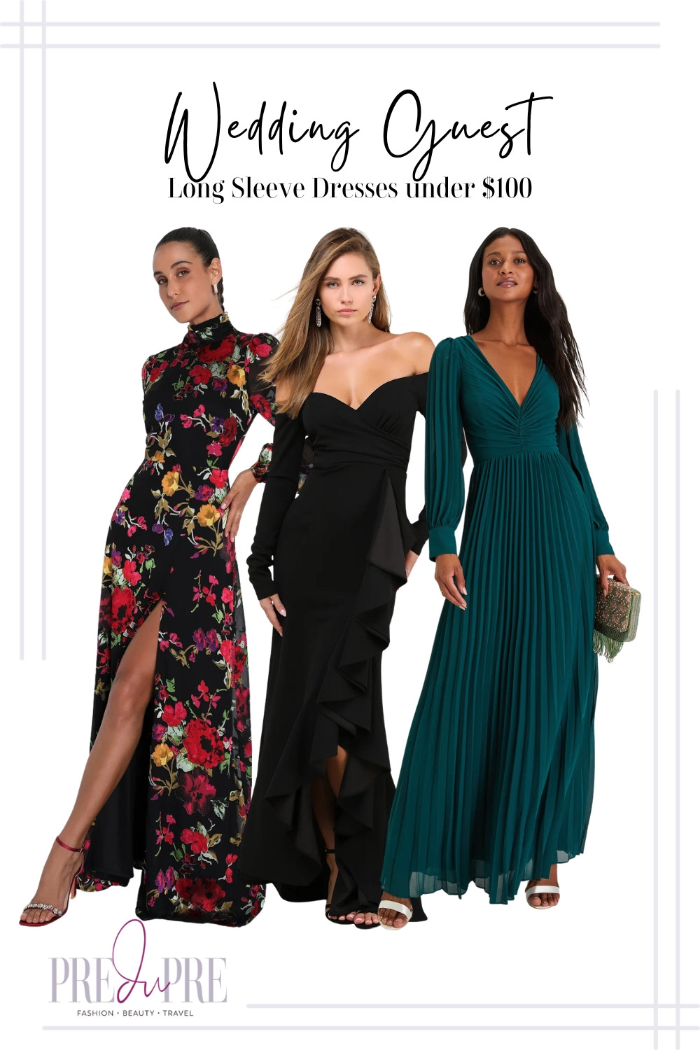 Planning on attending a formal fall or winter wedding? A long sleeve dress is the ultimate chic choice for warmth and elegance. We've curated three stunning options: a vibrant floral high-neck maxi, a sophisticated black off-the-shoulder ruffle gown, and a striking teal pleated maxi dress. Each option is under $100, proving you can find show-stopping style without breaking the bank. These inspired looks guarantee comfort and confidence as you celebrate. Shop these elegant, budget-friendly styles right here!

#weddingguestdress #longsleevedress #fallwedding #winterwedding #formaldress #affordablefashion #weddingguestoutfit #budgetstyle #preduprestyle #maxidress 

 #LTKParties #LTKFindsUnder100 #LTKWedding