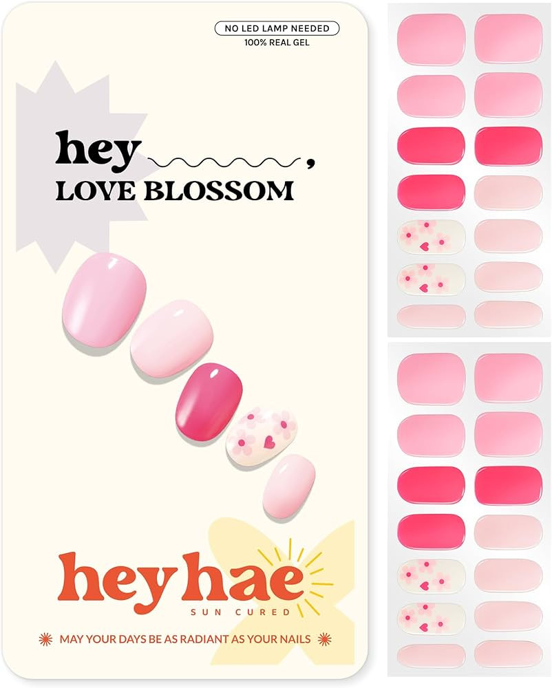 Heyhae Semi Cured Gel Nail Strips | No LED Lamp Needed |Pink, Valentines | Easy Apply & Remove, S... | Amazon (US)
