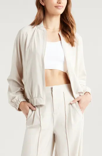 Zella In Flight Bomber Jacket in Grey Moonbeam at Nordstrom Rack, Size X-Large | Nordstrom Rack