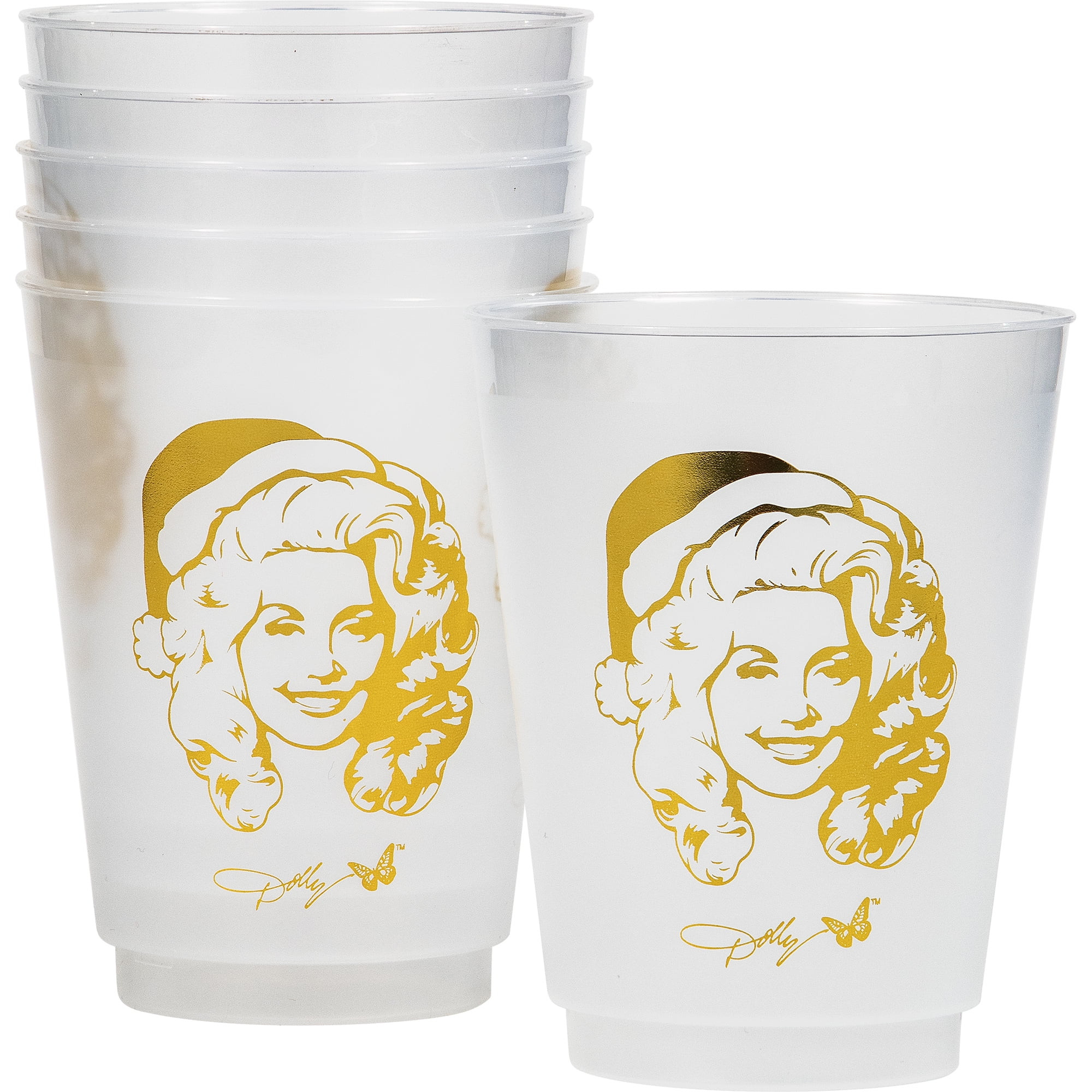 Dolly Parton 16 Ounce Christmas Plastic Frosted Cups, Clear, 6 Pack | Walmart (US)