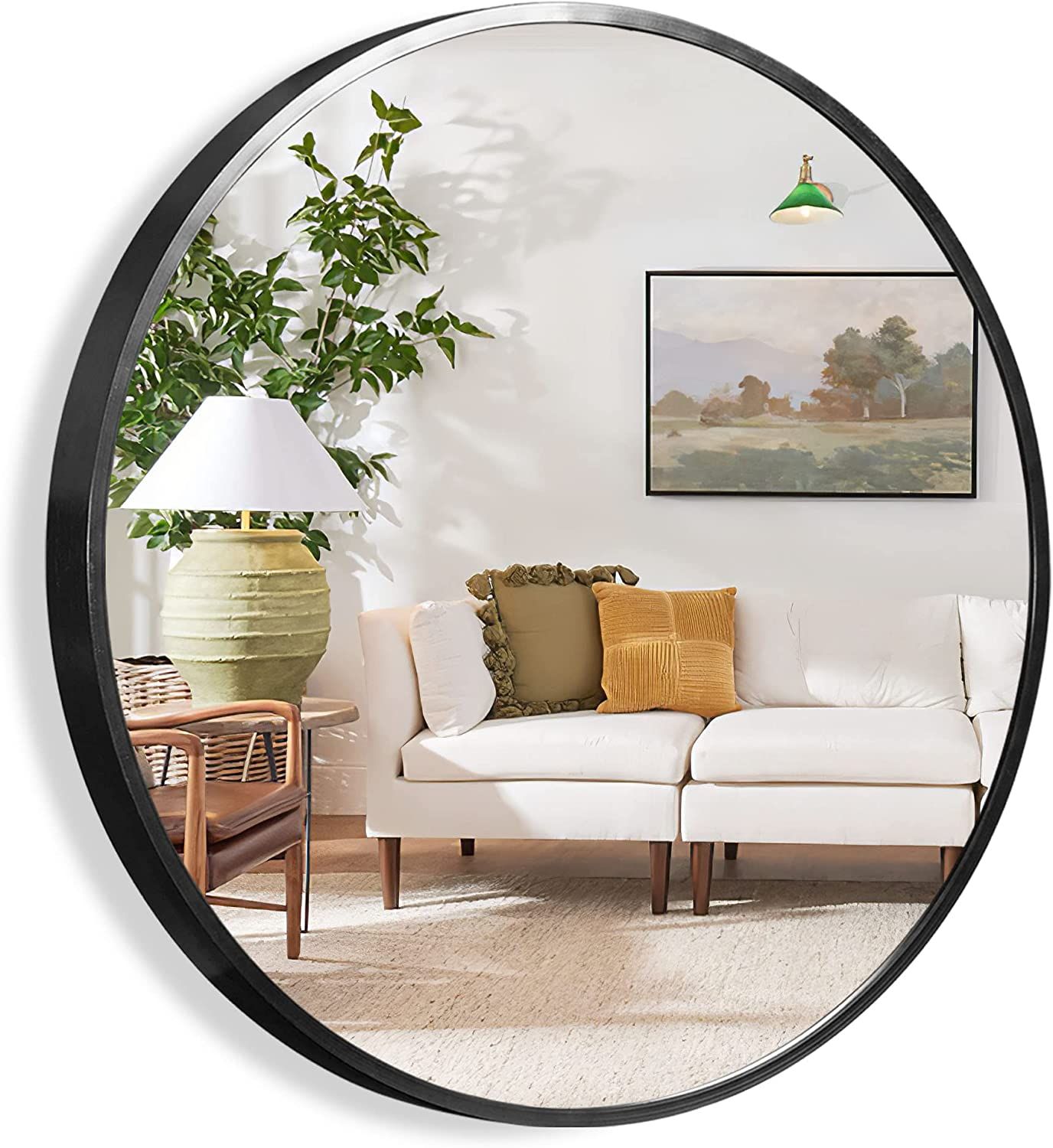 NeuType Round Mirror 32inch Circle Mirror Metal Framed Wall Mirror Large Vanity Hanging Decorativ... | Amazon (US)