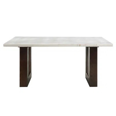 Contemporary White Marble-topped Dining Table With Base Support Rectangular Marble An Frame | Wayfair North America